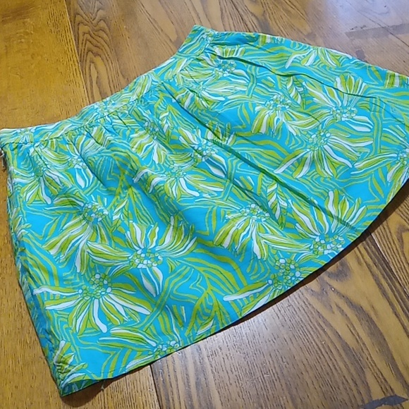 LILLY PULITZER Womens 4 FLORAL SKIRT Used Preowned COTTON FLOWERS Summer Seaweed - Picture 7 of 10